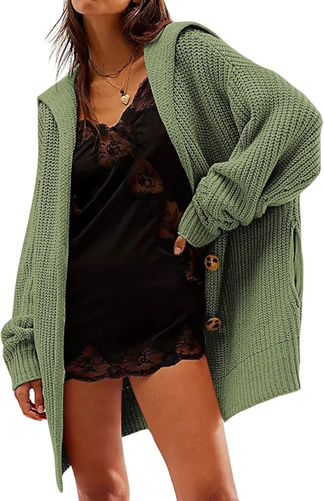 Cardigan Sweaters for Women Sailor Collar Long Sleeve Button Oversized Chunky Knit Trendy Slouchy... | Amazon (US)