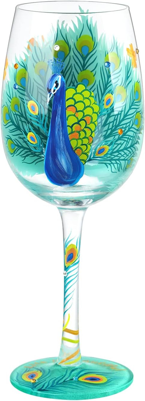NymphFable Peacock Gifts Hand Painted Wine Glass 15oz Colorful Wine Glasses Personalised Birthday... | Amazon (US)