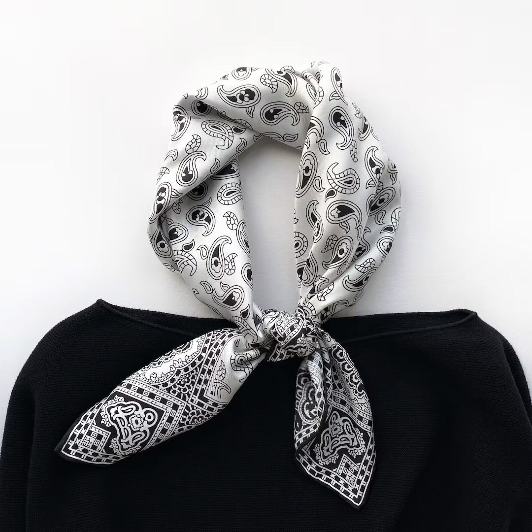 Large Silk Bandana, Men Women Silk Neckerchief, Silk Head Wrap Hair Wrap Headscarf Head Band, Bla... | Etsy (UK)