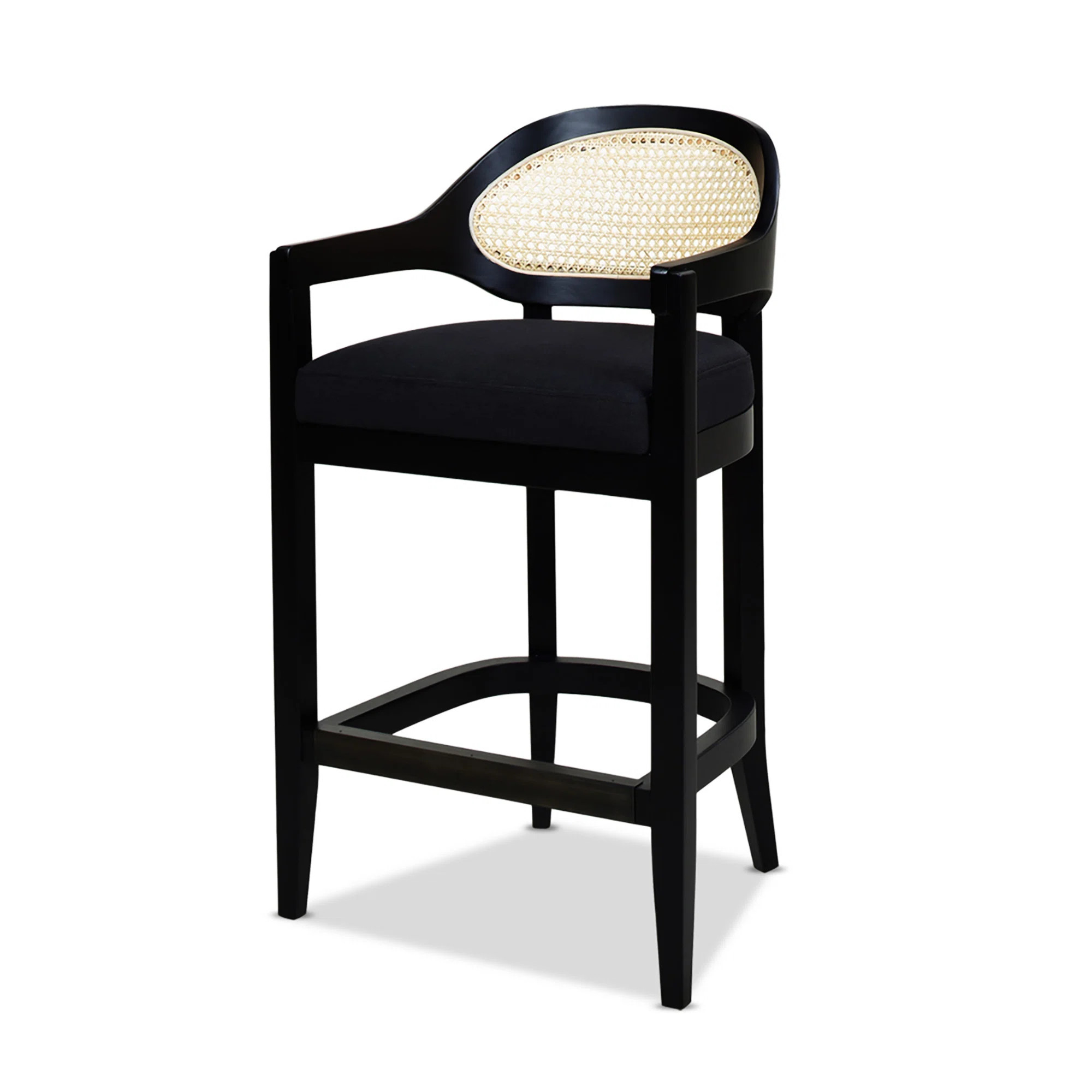 Bayou Breeze Americana Mid-Century Modern 26" Cane Back Counter Stool, Jet Woven | Wayfair | Wayfair North America