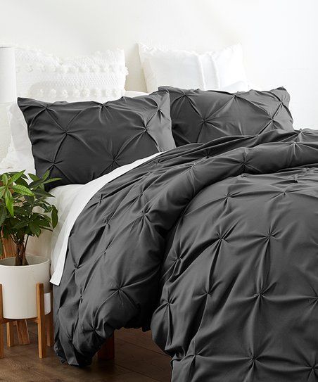 Gray Pleated Duvet Cover Set | Zulily