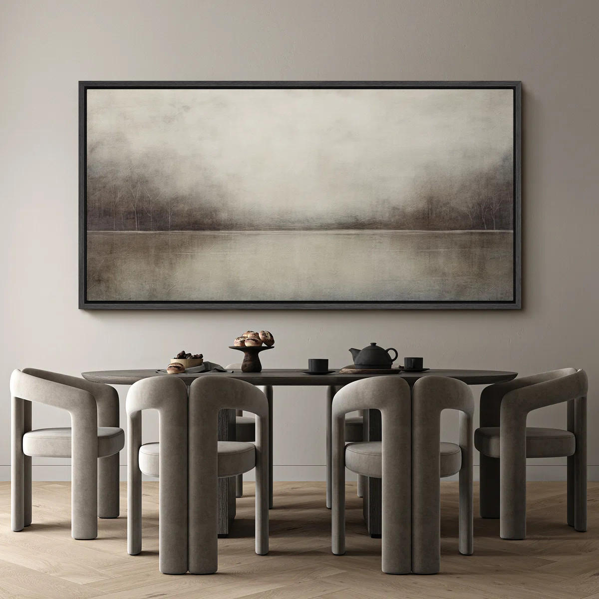IDEA4WALL Minimal Landscape Tranquil Neutral Abstract Landscape Retro Moody Extra Large Framed Ar... | Wayfair North America
