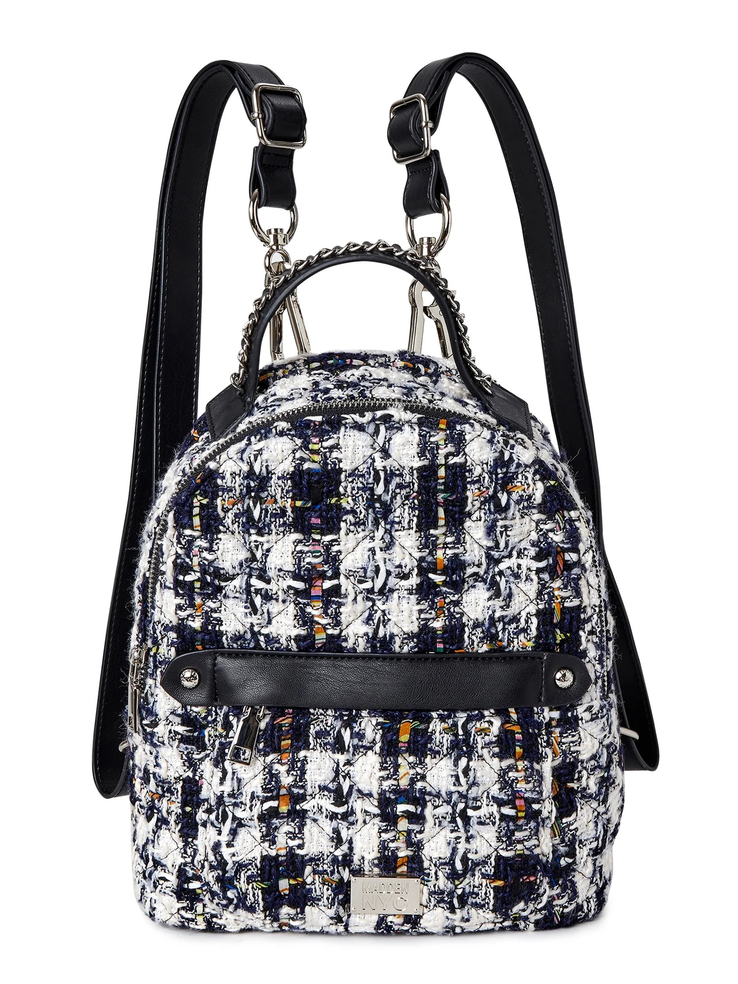 Madden NYC Women's Mini Quilted Zip Backpack Boucle Plaid - Walmart.com | Walmart (US)