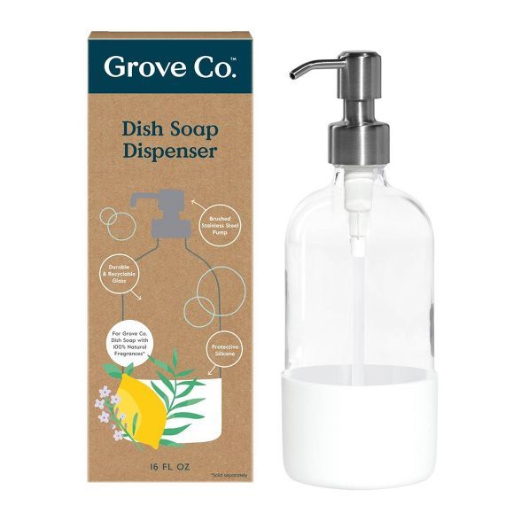 Grove Co. Dish Soap Glass Dispenser with White Silicone Sleeve | Target