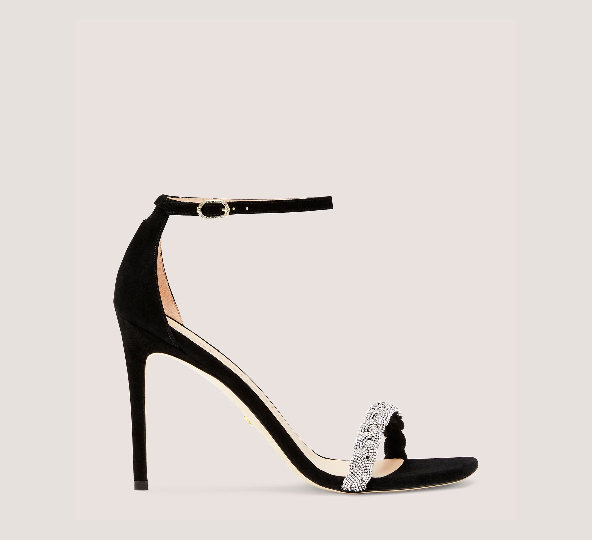 Stuart Weitzman Nudistcurve 100 Highshine Sandal , Black Suede, Size: 7 Narrow | Stuart Weitzman (US)