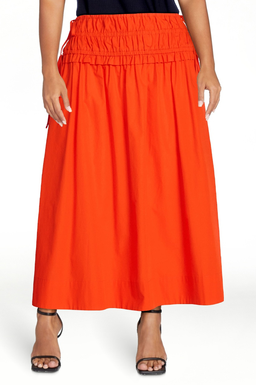 Free Assembly Falda Maxi de Algod\u00f3n Fruncida con Cord\u00f3n para Mujer y Mujer Talla Plus, ... | Walmart (US)