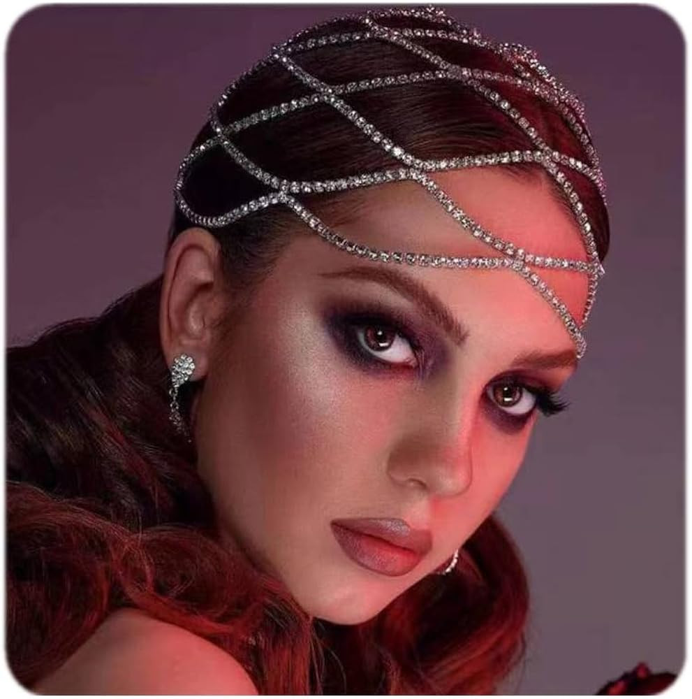 Rhinestone Cap Headpiece For Women Crystal 1920s Tassel Hair Accessories Belly Cap Headpieces Wed... | Amazon (US)