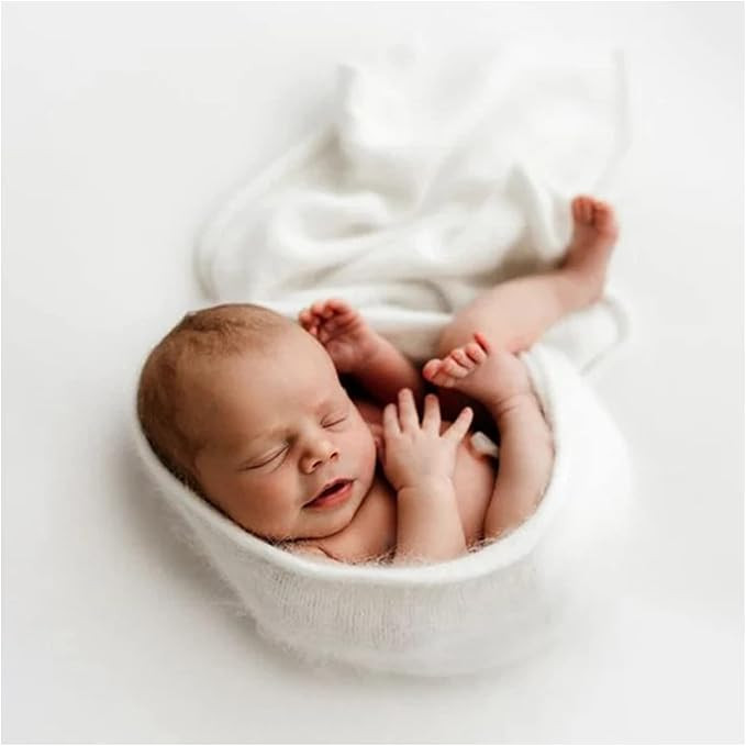 2Pcs Props for Newborn Photoshoot Mohair Wrap Headband Baby Posing Photography Photo Stretch Jers... | Amazon (US)