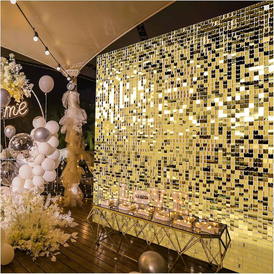 Kate Square Light Gold Sequin Wall Panels Shimmer Wall Birthday Party Backdrop Decorations (Pack ... | Amazon (US)