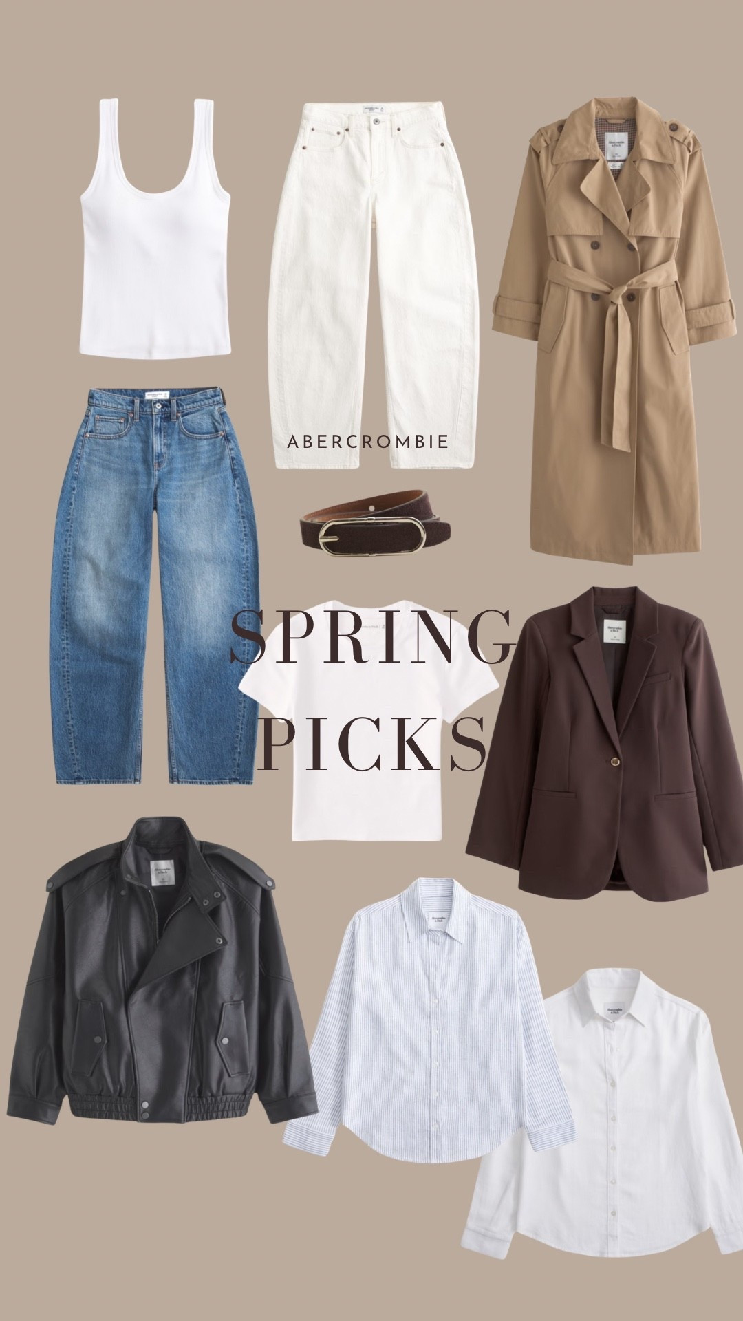 Abercrombie spring wardrobe staples 👏🏻 
Get 20% off this Easter weekend 

Barrel leg jeans, trench coat, blazer, leather jacket, white shirt, blue shirt, white jeans, bra vest top 

#LTKjeans #LTKspring #LTKuk