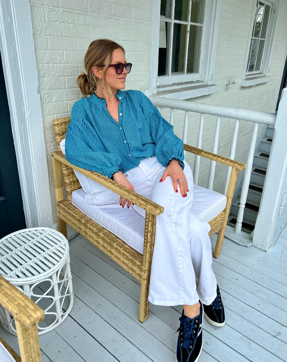 Geneva Shirt Blue Gingham | Madison Mathews