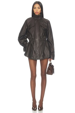 EAVES Mendoza Leather Jacket in Dark Brown from Revolve.com | Revolve Clothing (Global)
