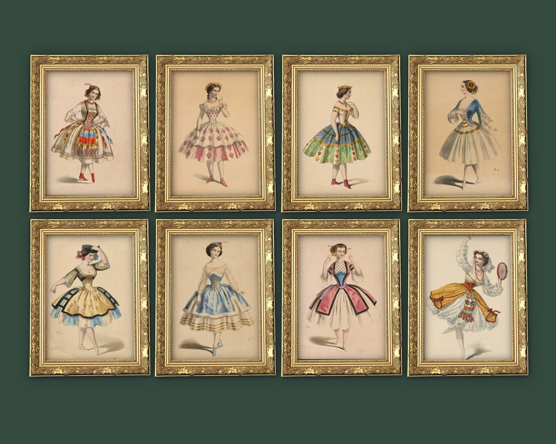 Vintage art prints set of 8 vintage dance wall art print French ballet dance women 1858, vintage ... | Etsy (US)