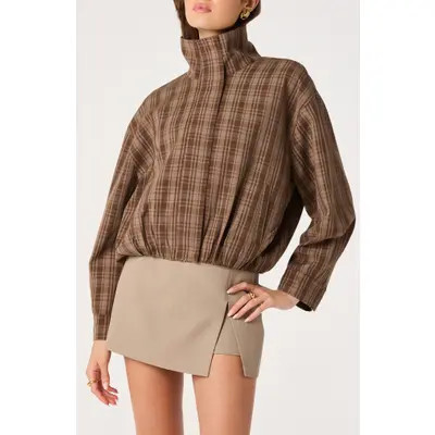 ASTR the Label Cooper Plaid Jacket in Brown Plaid at Nordstrom, Size Medium | Nordstrom