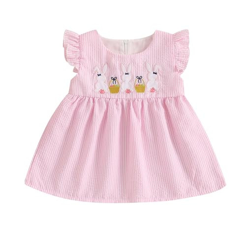 FIOMVA Baby Girl Easter Outfit Infant Girl Easter Dress Toddler Cute Bunny Basket Clothes Spring Summer Princess Dresses (B Bunny Basket Pink, 3-4 Years) | Amazon (US)
