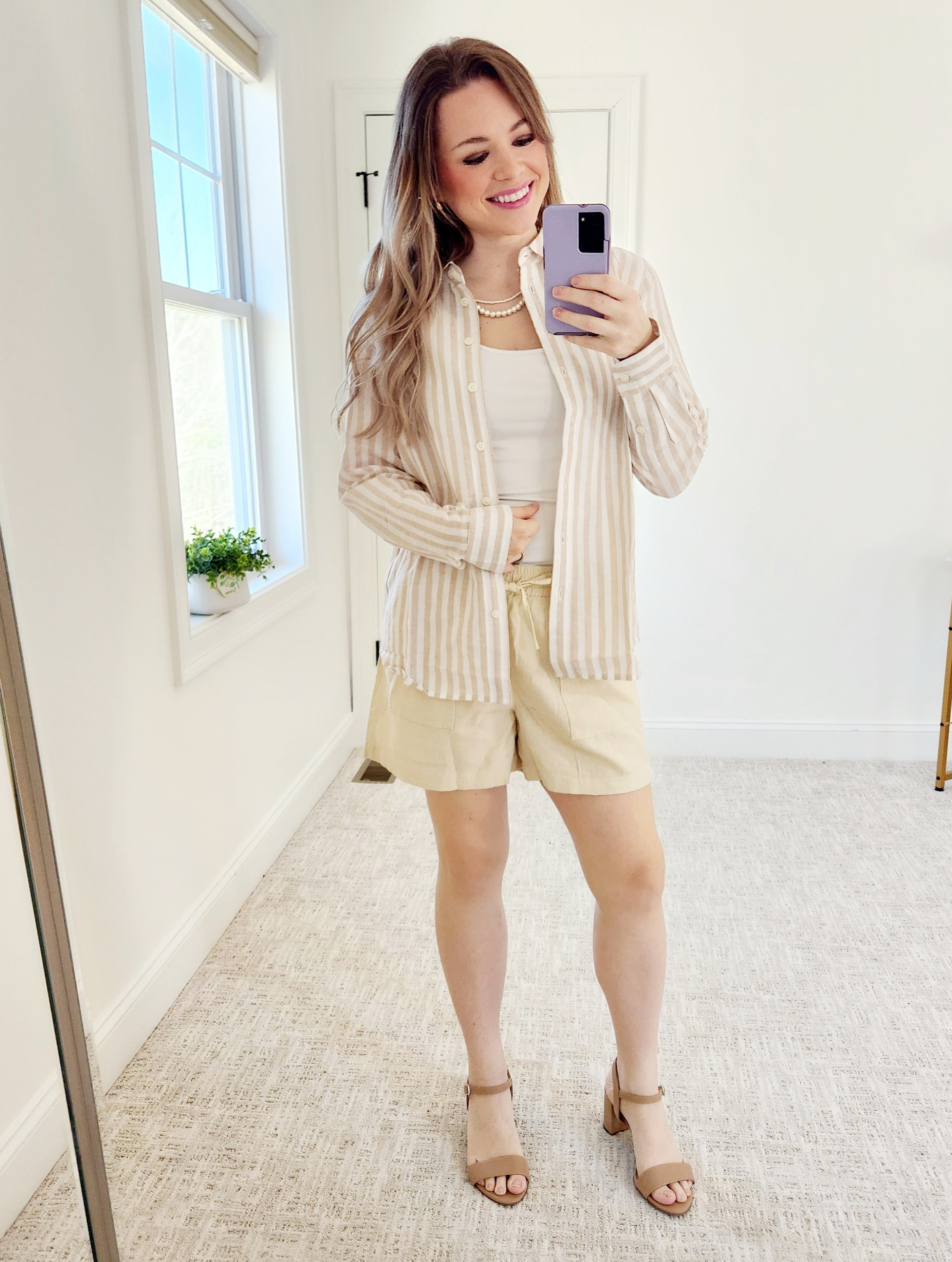 Favorite old money look! Striped linen long sleeve top and linen shorts. Both size small

#LTKworkwear #LTKmidsize