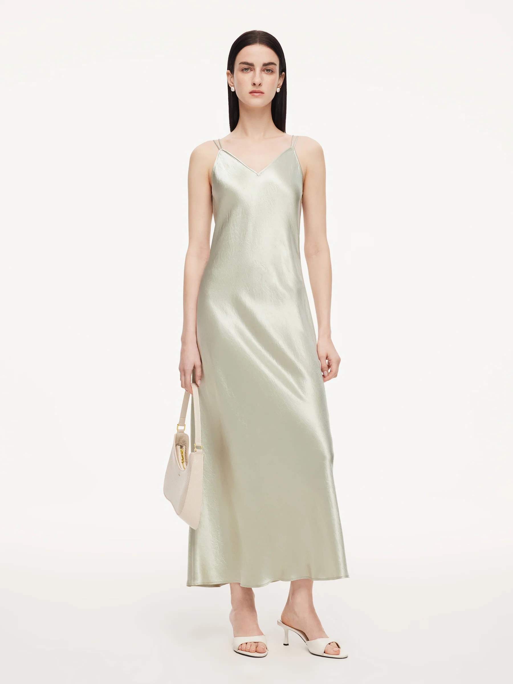 100% Acetate Women Slip Maxi Dress | GOELIA