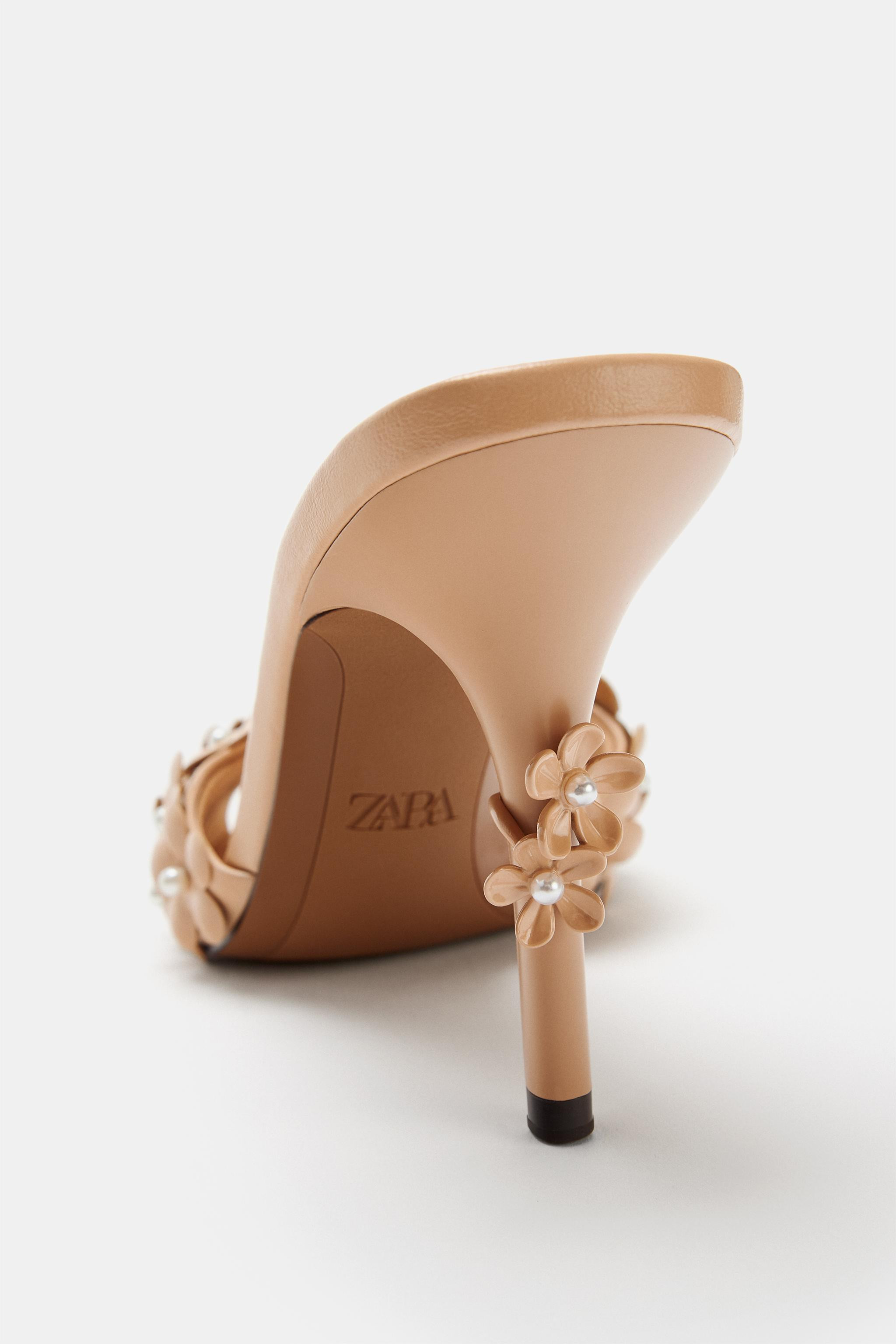 FLORAL APPLIQUE HEELED SANDALS | Zara US