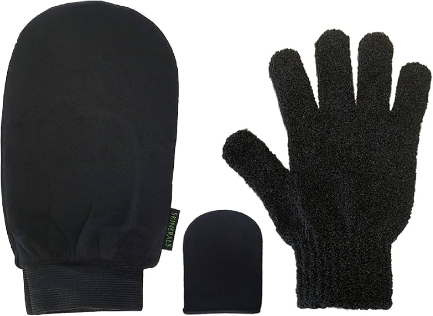 Skinerals Self Tanner Mitt Set, Ultra Soft Double-Sided Application Tanner, Exfoliating Glove and... | Amazon (US)