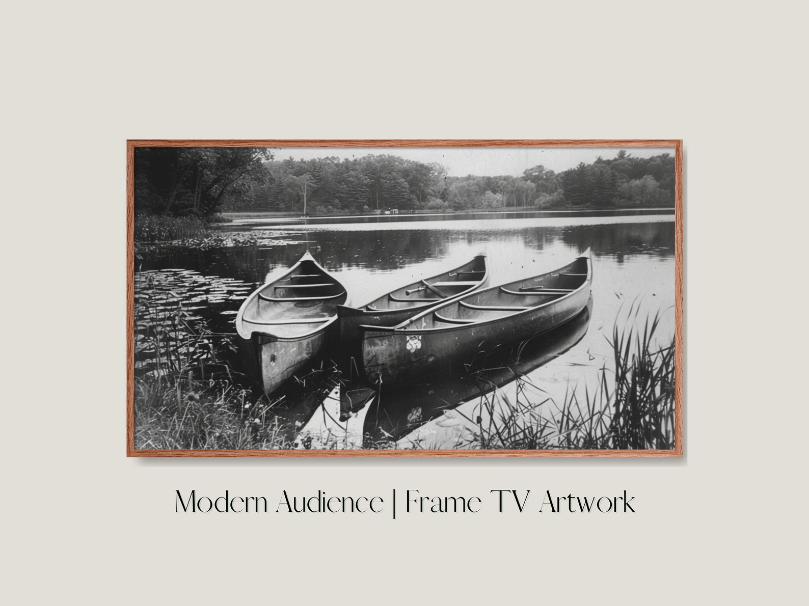 Samsung Frame TV Art: Black and White Canoes on Lake (Digital Download) | Etsy (Global)
