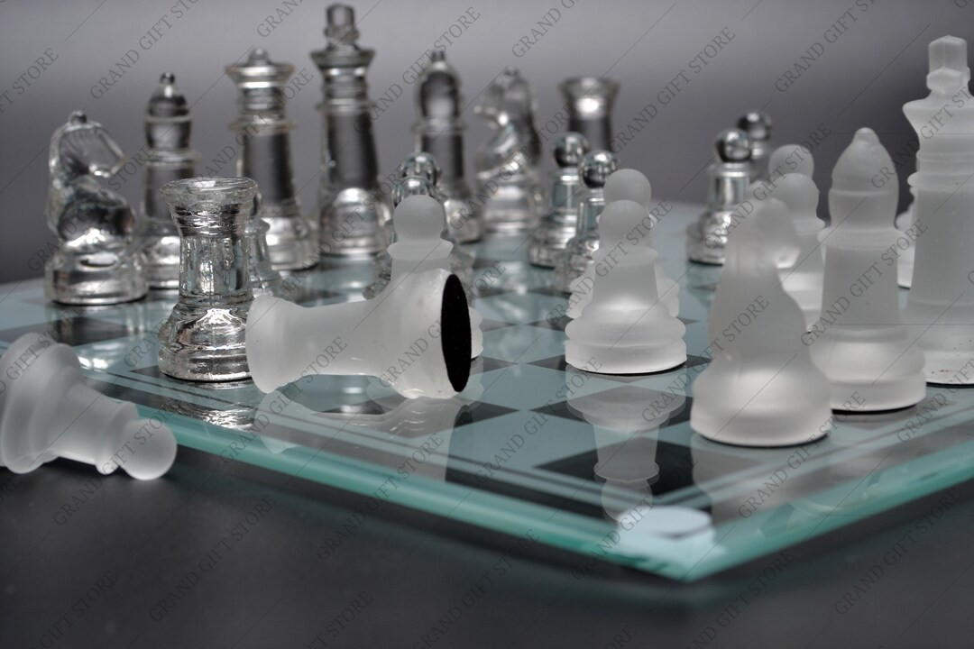 Premium Glass Chess Set With Board Pieces Storage Modern Ideal - Etsy | Etsy (US)