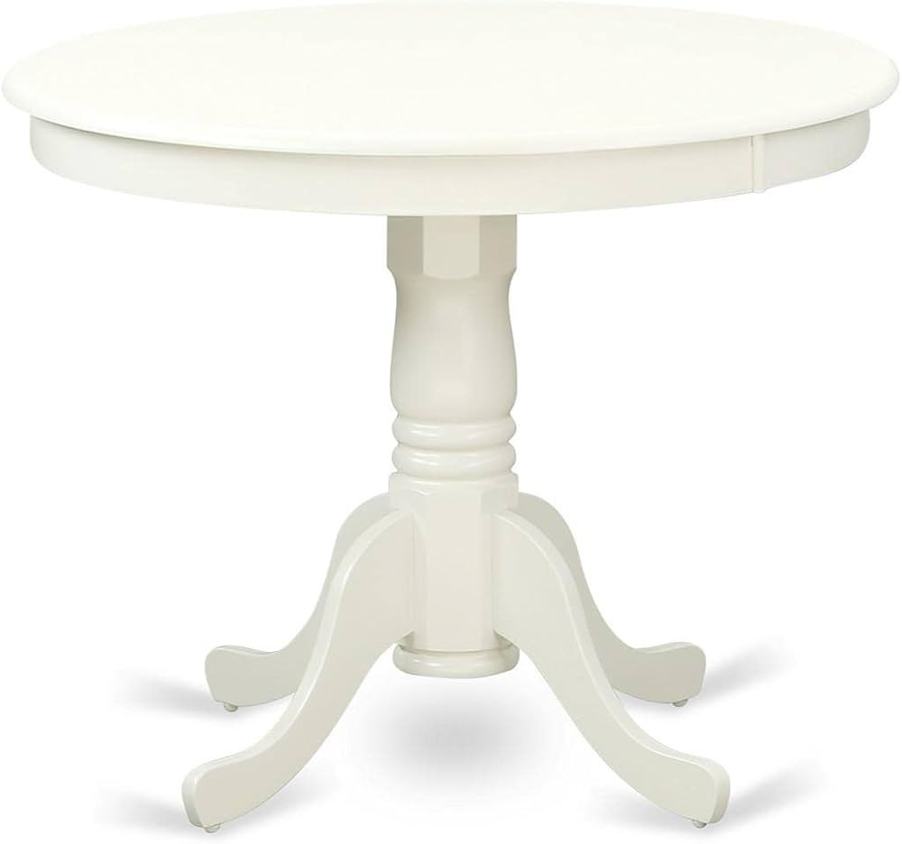 East West Furniture ANT-LWH-TP Round Dining Room Table 36x36 Inch Linen White | Amazon (US)