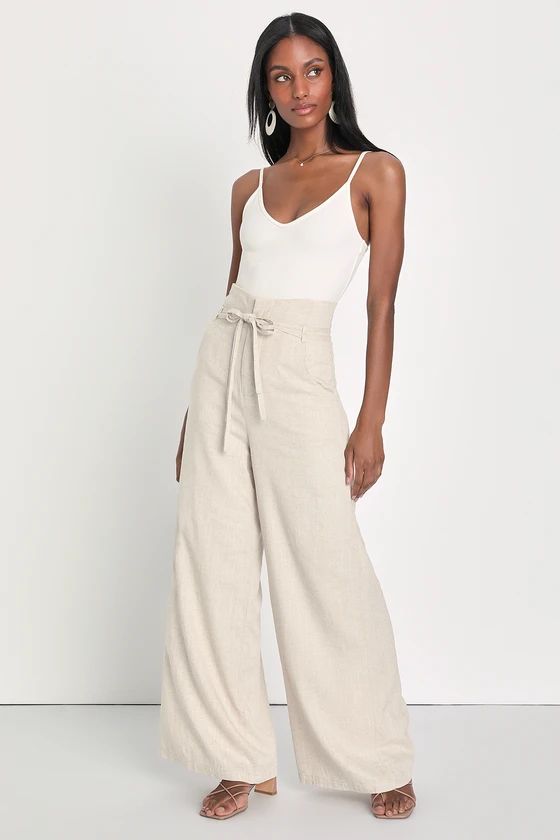 Day by Day Beige High-Waisted Wide Leg Pants | Lulus (US)