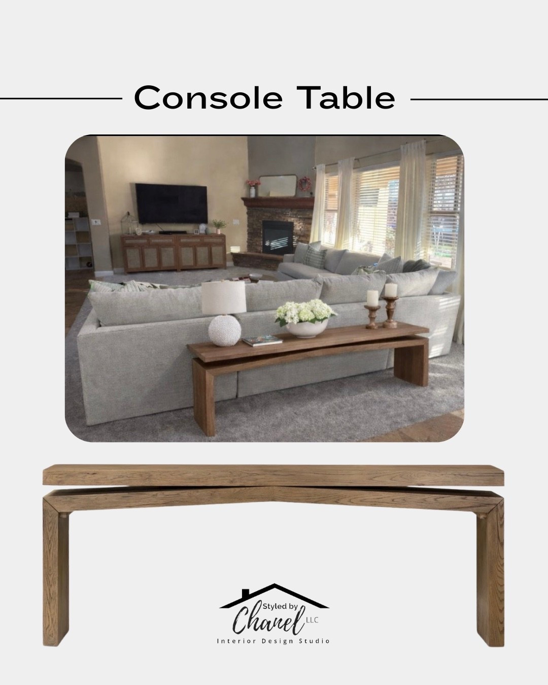 Console Table
Solid wood. This console table is a rustic addition to your living room or entryway, offering a welcoming surface for your favorite décor. Crafted from solid wood, its weathered finish and natural grain variations create a warm, inviting look. The rectangular table top is supported by a sled base with a subtly elevated split profile, adding a dash of character to your space. Standing just under 31" tall, it's sized just right to fit behind your sofa or along any wall

#LTKHome