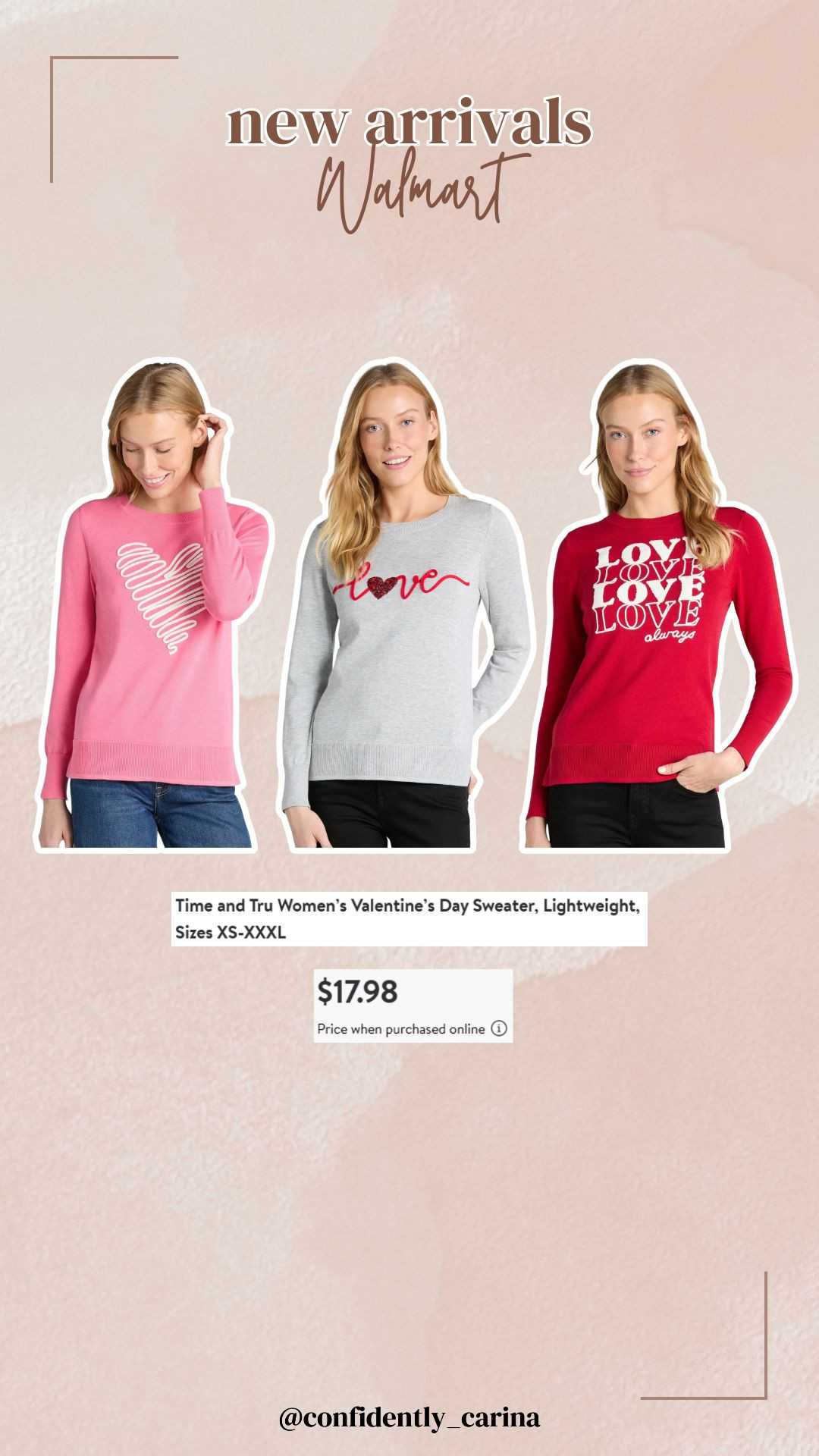 How cute are these Valentines sweaters from Walmart?!

valentines day, valentines, valentines outfits, midsize fashion, walmart fashion, midsize inspo 

 #LTKSeasonal #LTKMidsize #LTKFindsUnder50