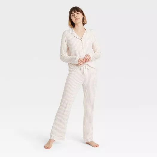 Women's Short Sleeve Notch Collar Top And Pants Pajama Set - Stars Above™ :  Target