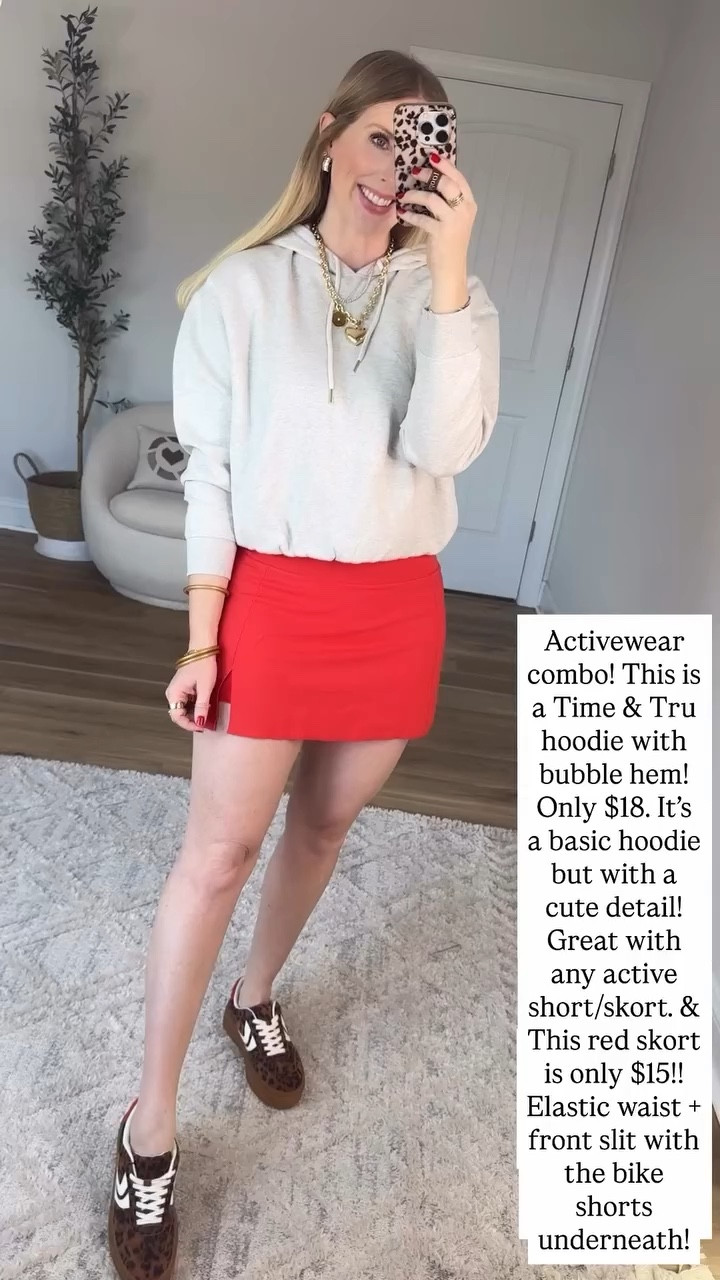 Walmart activewear, skort and bubble hoodie 

#LTKmomlife #LTKActive