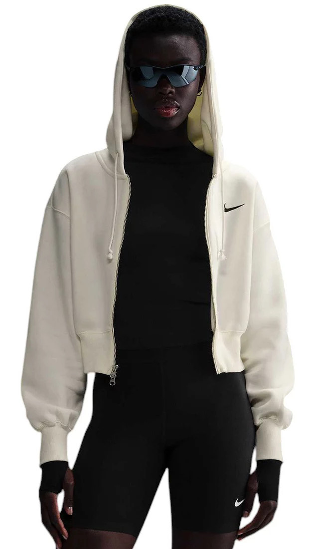 Nike Women's Sportswear Phoenix Fleece Loose Cropped Full-Zip Hoodie, Medium, Sail | DICK'S Sporting Goods