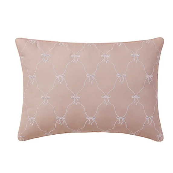 Home Decor Collection 14" x 20" Pink Bow Embroidered Decorative Pillow | Walmart (US)