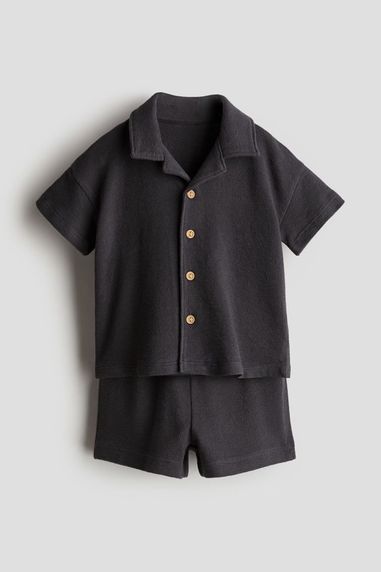 2-piece Cotton Jersey Set - Charcoal - Kids | H&M US | H&M (US + CA)