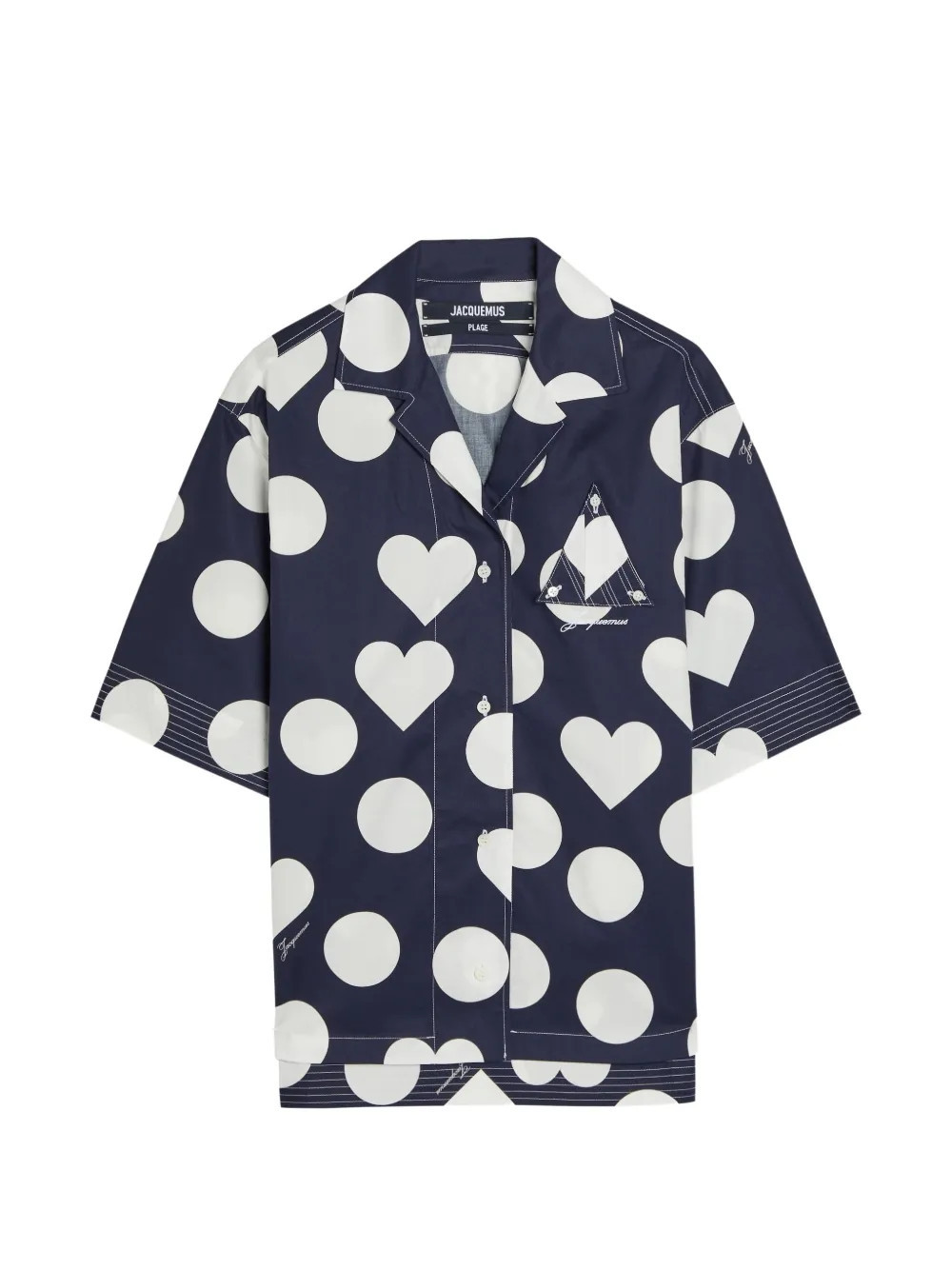 Jacquemus Marin heart-print polka-dot shirt - Blue | Farfetch Global
