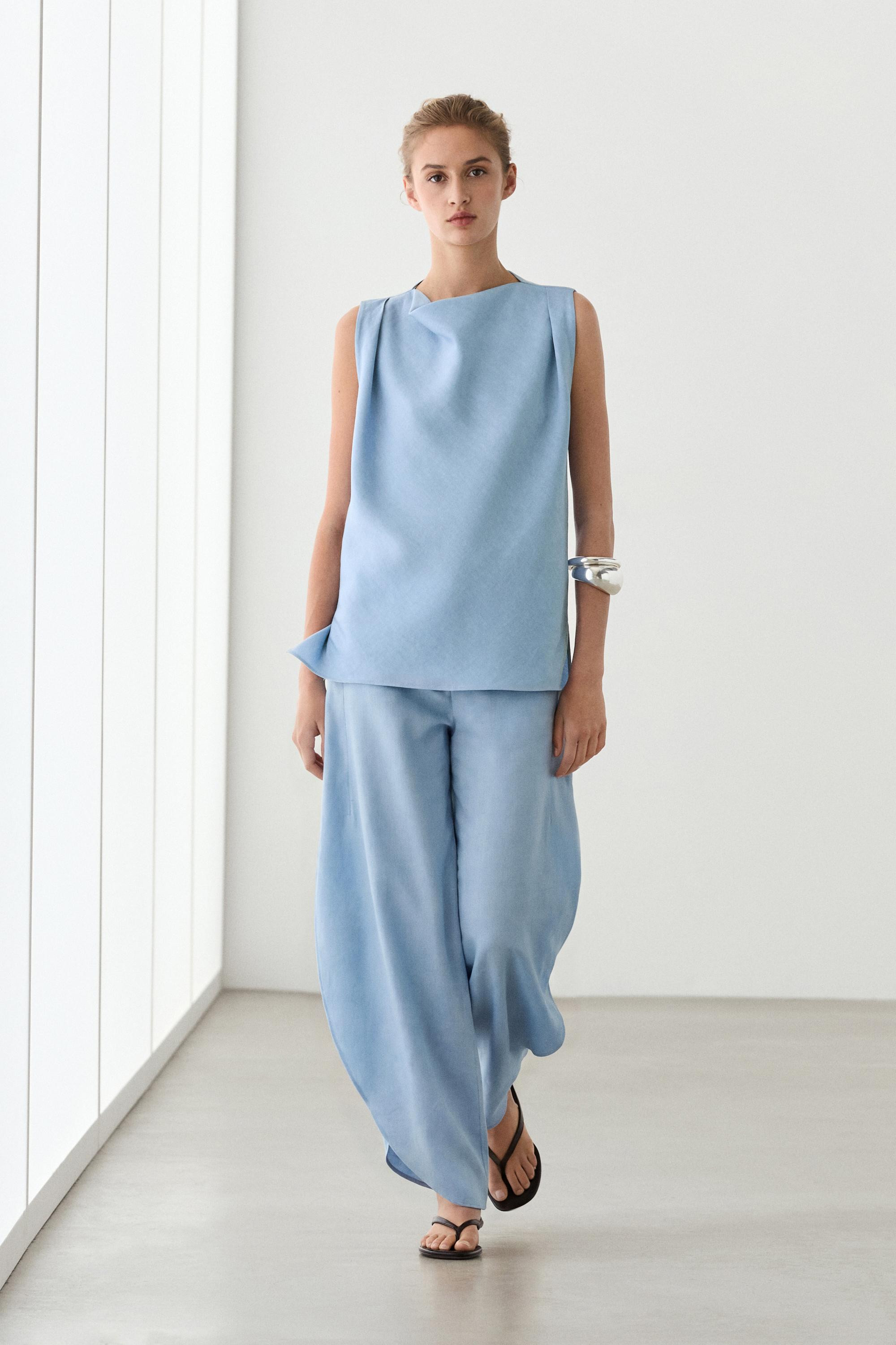 Voluminous flowing linen blend pants | Massimo Dutti US