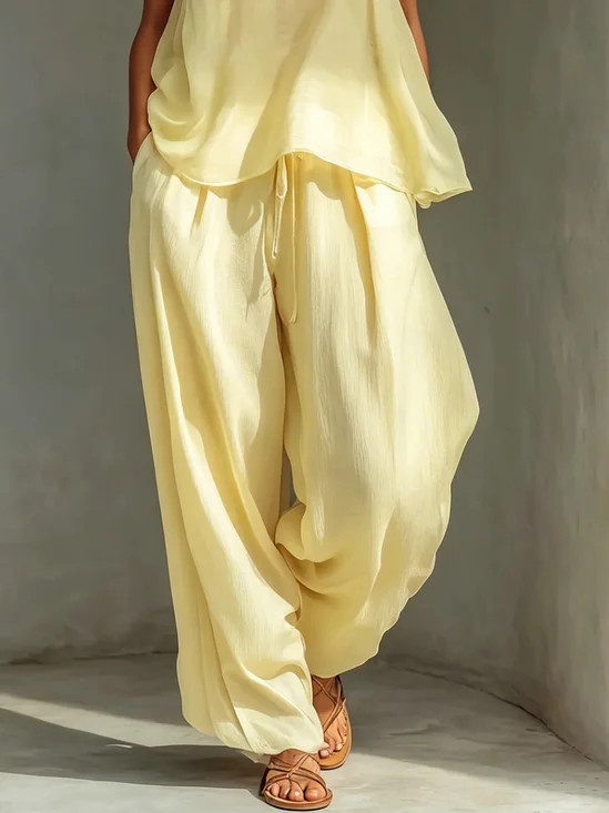 Elegant Plain Buttoned Wide Leg Pants | Stylewe