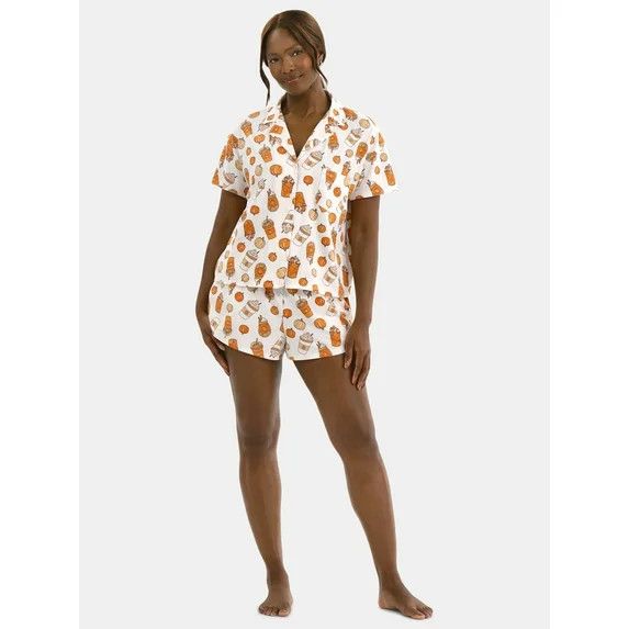 Halloween Women’s Printed Notched Top and Shorts Pajama Set from Way to Celebrate, 2-Piece, Siz... | Walmart (US)