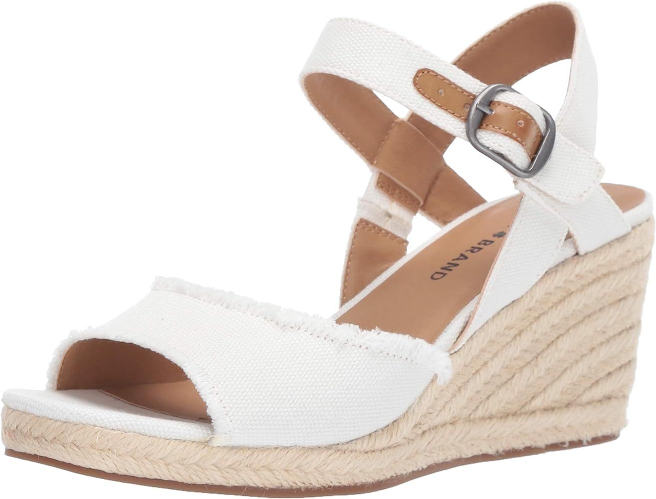 Amazon.com | Lucky Brand Women's Mindra Espadrille Wedge Sandal, White, 7.5 | Shoes | Amazon (US)