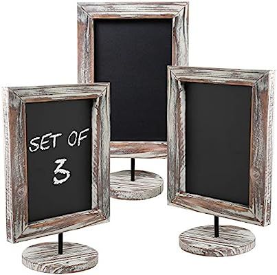 MyGift Set of 3 Rectangular Torched Wood Frame Tabletop/Countertop Chalkboard Sign with Round Bas... | Amazon (US)