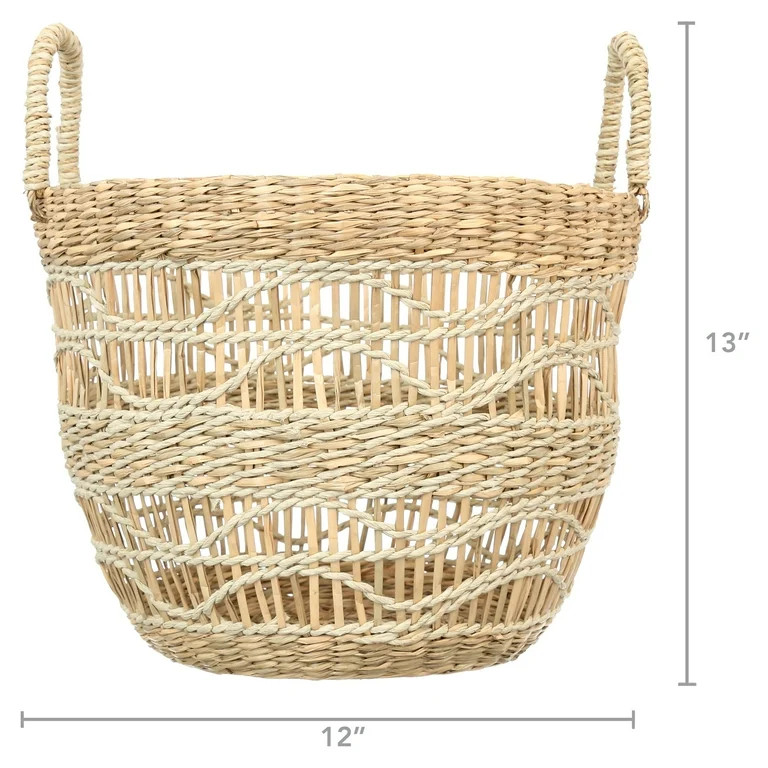 BHG Natural Handwoven Seagrass Basket with Unique Detailing | Walmart (US)