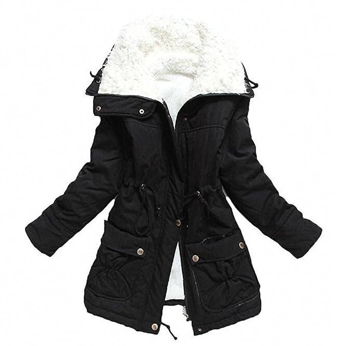 MEWOW Women's Winter Mid Length Thick Warm Faux Lamb Wool Lined Jacket Coat | Amazon (US)