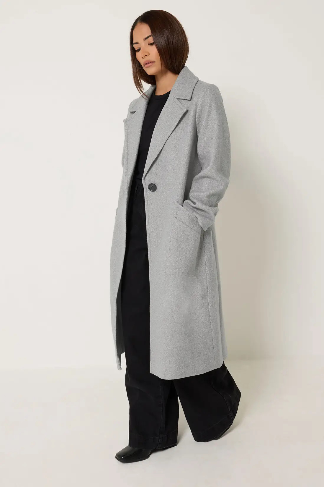 Light Grey PixieGirl Petite Longline City Coat | Debenhams | Debenhams UK
