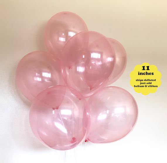 Clear Pink Balloons - 6 pack 11" Latex - Pink Birthday Party Decorations Pastel Pale Pink It's a ... | Etsy (US)