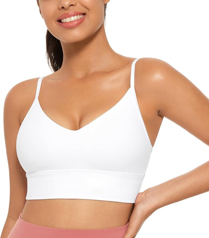 CRZ YOGA Butterluxe V Neck Longline Sports Bras | Amazon (US)