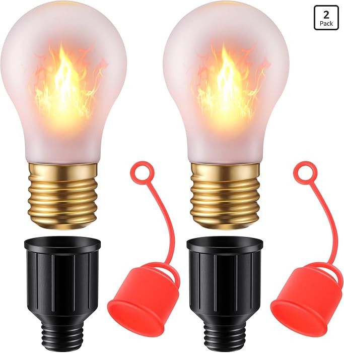 Treela 2 Pack Rechargeable A19 Flickering Flame Light Bulbs with E26 Conversion Interface & Silic... | Amazon (US)