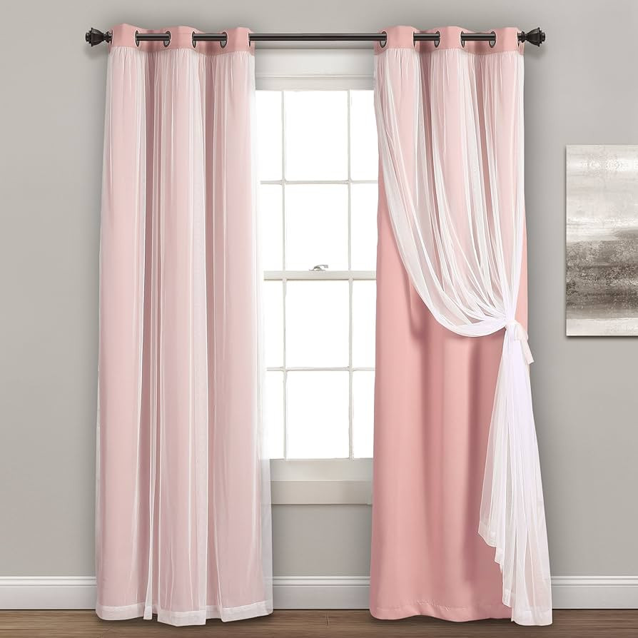 Lush Decor Sheer Grommet Curtains Panel with Insulated Blackout Lining, Room Darkening Window Cur... | Amazon (US)