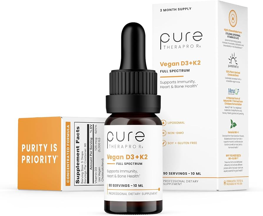 Pure Therapro Rx Vegan Vitamin D3 + K2 Liposomal Supplement | 90 Servings | Maximum Absorption Li... | Amazon (US)