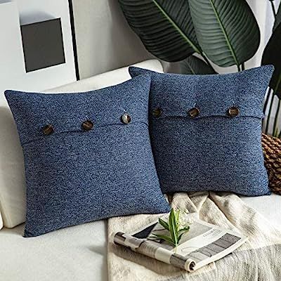 Phantoscope Farmhouse Throw Pillow Covers Triple Button Vintage Linen Decorative Pillow Cases for... | Amazon (US)