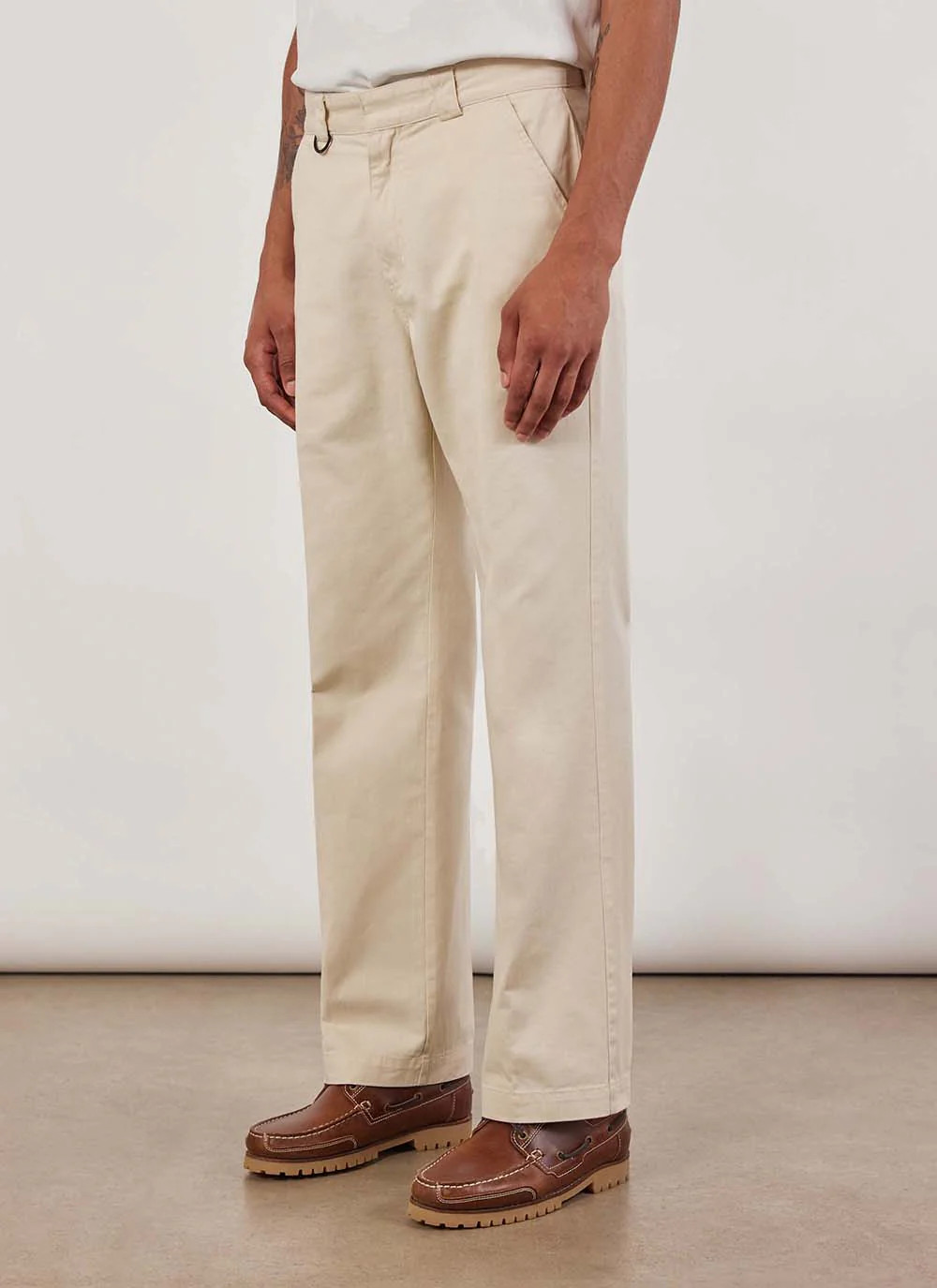 Stay Press Auxiliary Trouser | Cotton Twill Canvas | Ecru | Percival Menswear